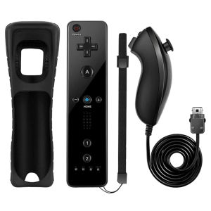 Tectinter | 2 in 1 Wireless Bluetooth Remote Controller For Wii Wii U Controle Optional Motion Plus Gamepad Nunchuck Set With Silicone Case