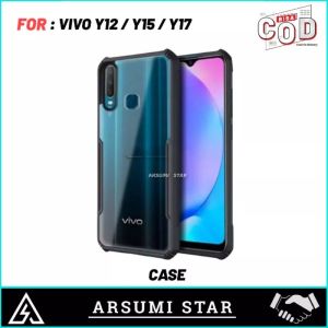 PROMO CASE MURAH HP VIVO Y12 / Y15 / Y17 SERIES HARDCASE ARMOR TPU SHOOKPROF TRANSPARAN CASING