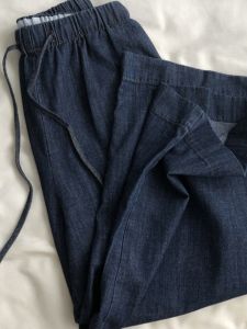 Quần Jeans Denim Lụa Co Giãn Cạp Cao Phong Cách Nhật Bản Cho Nữ Mùa Hè 2024 Quần Ống Thẳng Có Dây Rút Quần Ống Rộng Chín Đáy
