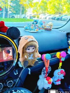 Wakuku Car Dashboard Decorative Toy Seatbelt Safety Strap Party Animal Fabric Car Vent Clip Plastic Car Decorations