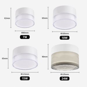 JOYINLED Round Surface Mount LED Ceiling Downlight 7W 10W 15W 24W Indoor Surface Panel Light for Indoor Kitchen Bedroom Hallway