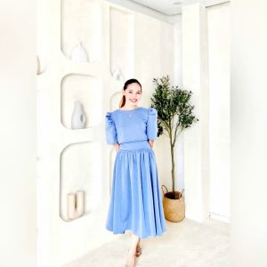 wendy Casual Office Formal  Graduation Wedding Anniversary Modern Filipianiana Top and Hip Pleated Skirt Set Terno   fits up to large classy and elegant timeless classic  timeless piece casual office or party classic piece super kapal ng tela hindi kayo