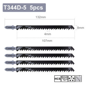 XCAN 1/5pcs T344D Jigsaw Blades 132/152mm T Shank HCS Jig Saw Blades Cutter For Wood Plastics Fast Cutting Tool