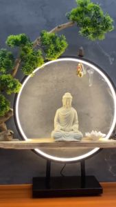 [TẶNG KÈM HỘP NỤ TRẦM] Thác Khói Trầm Hương Tượng Phật Adida Tịnh An Phong thủy Decor Trang Trí Gia Đình.