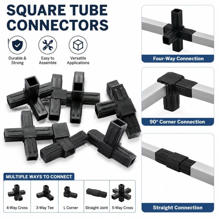 1Pcs 20/25/30mm Square Pipe Fitting X-L-T Shape Six Way Channel Plastic ...
