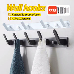 【🇸🇬 Fast Delivery】No Drill Wall Hook Door Hooks Clothes Hangers Hanging for Kitchen Bathroom Toilet Balcony