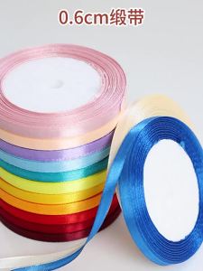 6mm Silk Ribbon Woven Tape Wedding Butterfly Knot Gift Packaging Colorful Ribbon Christmas Handmade Diy Baking Decoration Cloth Tape