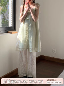 Original Design Hollow out Wide Leg Pants Straight Cut Spring Summer New Retro Match All Cotton Linen Natural Waist Long Trousers