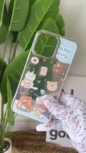 เคสการ์ตูน ขอบเงิน น่ารักเหมาะสำหรับ iPhone16Pro เคสโทรศัพท์มือถือแบบนิ่มโปร่งใส 14 Apple 16 Promax คู่ 15 13ล่าสุด