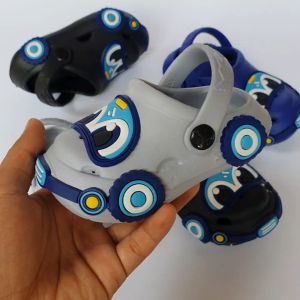 Sandal Selop Baim Anak Bayi Laki laki Bahan Karet Lentur Motif Mobil Mata Lucu Kekinian - Dlx500E