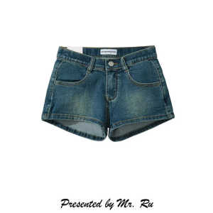 Retro American Washed Denim Shorts Womens Summer Slimming Leg Lengthening Hot Pants Low Waist Zipper Fly Anti-Wrinkle