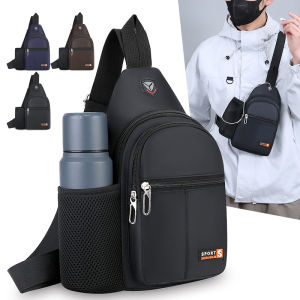 New waterproof crossbody bag fashionable chest bag multifunctional casual single shoulder water cup mens backpack for travel