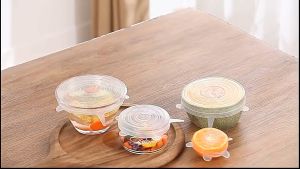 SCHKEY l 6pcs Food Silicone Cover Cap Universal Silicone Lids for Cookware Bowl  l XH2005 ( RANDOM COLOR )