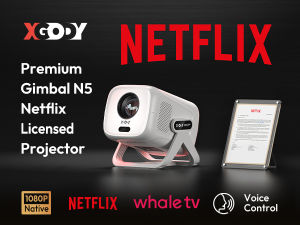 XGODY Gimbal N5 135° Rotation whale OS 3.0 Smart Projector Native 1080P 4K Decoding 550 ANSI Automatic Keystone Screen Mirroring Home Theater