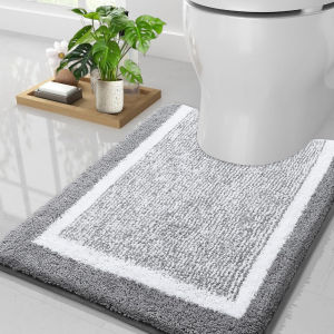 Fluffy Microfiber Shaggy Bathroom Rug Mat 50X60cm U-Shape Bath Mat Super Absorbent Quick Drying Non-Slip Soft Bathroom Carpet