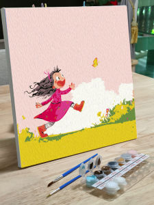 Digital Painting DIY Hand Coloring Oil Paintings for Kids Room Decor Cute Cartoon Anime Minimalist Modern Style with Frame