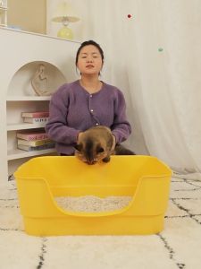 ห้องน้ำแมวใหญ่ กล่องทรายกึ่งเปิด ทนทาน พร้อมที่ตักทราย ป้องกันกลิ่นและน้ํากระเซ็น