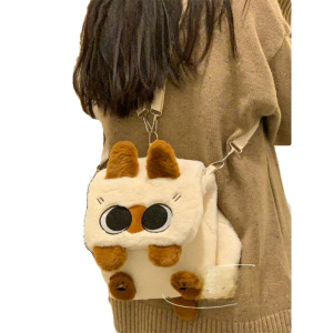 กระเป๋าเป้สะพายหลังผ้าฝ้ายขนสัตว์น่ารักสไตล์สiam กระเป๋าสะพายข้างแบบสะพายไหล่เดียวสำหรับนักศึกษาวิทยาลัยและมินิกระเป๋าสะพายข้าง