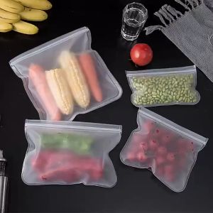 【SG stock】5PCS/Silicone Food Storage Containers Leakproof Containers Reusable Stand Up Zip Shut Bag Cup Fresh Bag Food Storage Bag Fresh Wrap
