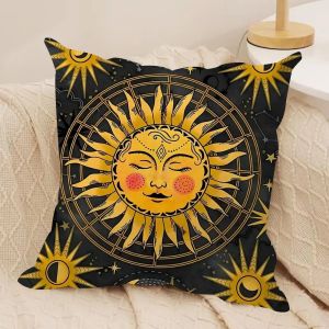 Tarot Sun and Moon Cushion Cover Soft Plush Double-Sided Printed Sofa Pillow Cushion Cover | Cozy All-Season Durable Decor Gift