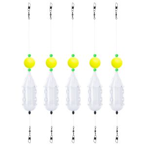 Goture 2-5pcs Mini Rotating Fishing Bait Cage Maggot Feeder Clear Cap Swim Feeders with Foam Ball for Maggot Carp Fishing Tackle