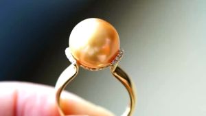 Montagne Jewelry 18k Pure Gold ring for women Diamond Inset Fine Jewelry Natural 12-12.5mm South Sea Golden Pearl Ring