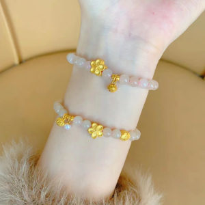 Natural Hetian Lotus Root Starch Chalcedony Scattered Beads Skin Color Agate Bead Material Package DIY Wear Peach Blossom Gold Accessories Bracelet