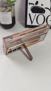 CASE FOR SAMSUNG GALAXY Z FOLD 4 Z FOLD 5 Z FOLD 6 Armor Clear Electroplated With Stylus Slim S Pen Holder Magnetic Kick Stand MM-248
