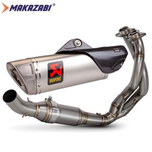 For Kawasaki ER6N Versys 650 Z650 Ninja 650 2023-2025 Motorcycle Exhaust Slip on Exhaust Muffler O2 Sensor Front Middle Connection Link Pipe with Silencer Carbon fiber ER-6N Z 650 VERSYS650 ninja650