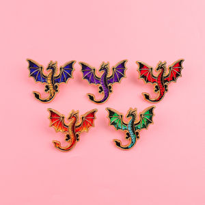 5pcs Cool Colored Flying Dragon Enamel Pin Set Animal Badge on Backpack Clothing Accessories Constume Jewelry Gift for Friends