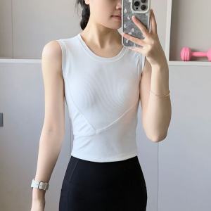 Womens Sports Tank Top with Chest Pad Shockproof Fitness Set Quick Dry Cycling Pilates Yoga Vest Fitness Clothes