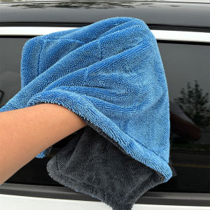 ผ้าขนหนูล้างรถตะเข็บ1200GSM ไมโครไฟเบอร์ผ้าขนหนูทำความสะอาดแห้งล้างรถผ้าดูดซับพิเศษสองด้าน