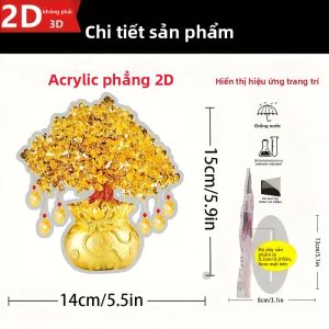 Cây Tài Lộc Acrylic 2D 6 Inch Đồ Trang Trí Bàn Làm Việc Phong Cách Hiện Đại Thu Hút Sự Giàu Có Tượng Trang Trí Nhà Cửa/văn Phòng Cho Sự Thành Công Tài Chính Và Thịnh Vượng