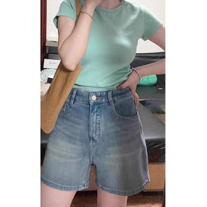 Plus Size Slim Fit French Style Wide Leg Jeans Shorts