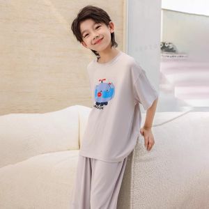 Boys Modal Cool Sensation Sleepwear Set 2025 New Childrens Summer Home Clothes Mid-Big Children Summer Air Conditioner Suit
