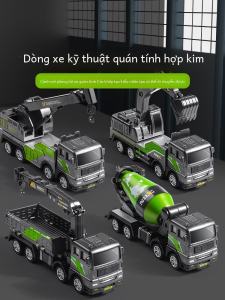 Inertia Alloy Engineering Vehicle Toy for Boys Digger Crane Truck Oil Tanker Car Children Play Vehicles Lifting Toys Metal Model