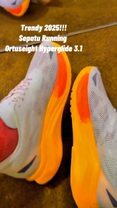 ORTUSEIGHT SEPATU RUNNING HYPERGLIDE 3.1 - LIGHT GREY ORANGE TERBARU 38-43 READY STOCK
