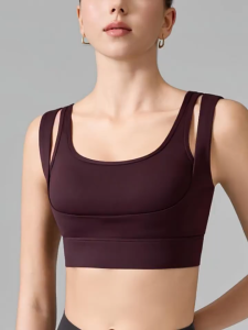 High intensity sports bra womens new product fake two-piece fixed cup yoga vest worn for outdoor running and fitness bra.