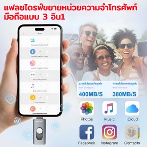 3 In 1 USB โลหะกันน้ำแฟลชไดร์ฟไดรฟ์  แฟลชไดรฟ์ขยายหน่วยความจำโทรศัพท์มือถือแบบ 3 อิน1ที่สามารถสำรองข้อมูลทุกที่ทุกเวลา