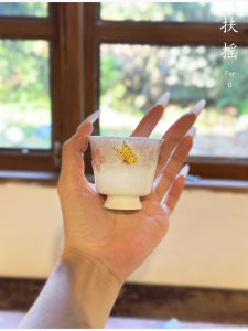 ถ้วยดื่มชาลายมุกสีม่วง ลายผีเสื้อ อบด้วยความร้อนสูง ชุดเครื่องดื่มสำหรับผู้หญิง ชิ้นเดียว สไตล์จีน ผลิตจากดินเผา