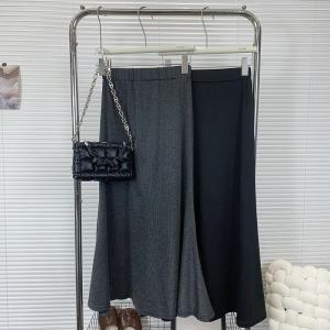 กระโปรงทรงเอผ้าขนสัตว์ผสมคอตตอนแบบมีฮู้ดสไตล์ฝรั่งเศสย้อนยุคสำหรับผู้หญิง ฤดูใบไม้ร่วง/ฤดูหนาว เอวสูง กระโปรงยาวคลุมเข่า สีสันสดใส