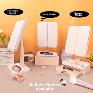 LIWAN | Foldable LED Makeup Mirror with Lighting Three-folds