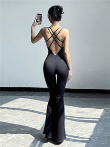 ชุดโยคะแขนกุดเอวสูงเซ็กซี่ ชุดออกกำลังกายสตรี ชุดโยคะขาบาน ชุดกีฬา ยางยืดสูง ชุดโยคะแขนกุดเอวสูง เอวกลาง