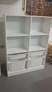 Happy Kiddos 922 Montessori Toy Organizer Shelf with Trays Kids Bookshelf Storage Wooden Toyshelf