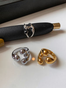 Heavy Duty Metal Open Ring for Women Silver Gradient Waterdrop Texture Versatile Geometric DesignFashionable Accessory