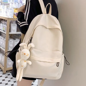 Summer Pure White Womens Backpack High School Student Simple Large Capacity College Student Casual Commuting Travel Spring Outing Double Shoulder Bag