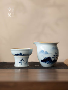 KONGJIAN | Bộ Gaiwan Sứ Vẽ Tay