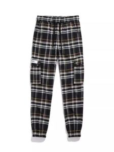 กางเกงลำลองลายสก็อตผู้ชาย กางเกงขายาวทรงหลวม กางเกงขายาวทรงทำงาน ทรงเข้ารูป ทรงสลิมฟิต ผ้าโพลีเอสเตอร์ แฟชั่นฤดูใบไม้ผลิ 2024