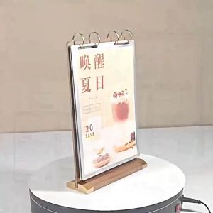 Restaurant Menu Stand Wooden A5 Size Wooden Sign Desktop