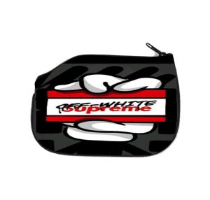 Supreme Artwork Inspired Wallets - Red Black White - Statue of Liberty Skull Crosses - Zipper Closure - Casual Carry